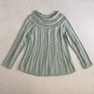 Soft Surroundings | La Vie de Ski Cable Knit Cotton Sweater Light Blue/Green (S)